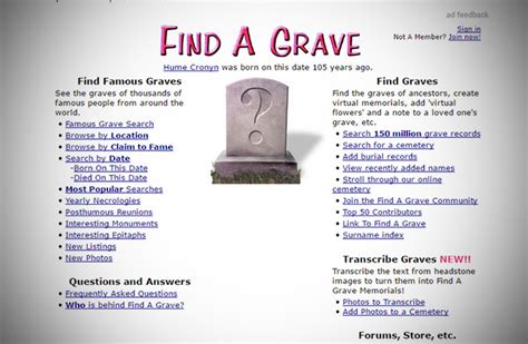 dind a grave|find a grave official website.